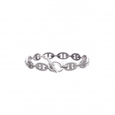 HERMÈS AN 18K WHITE GOLD & DIAMOND CHAINE D'ANCRE ENCHAÎNÉE BRACELET 